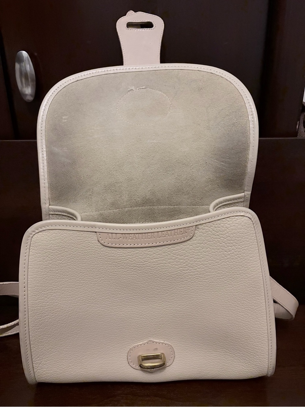 Dooney & Bourke Vintage Pebbled Leather Flap Crossbody in Cream - Picture 8 of 12
